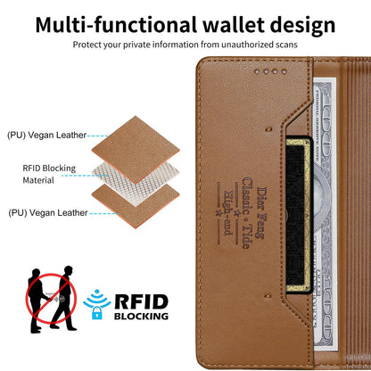 For Redmi K90 Pro Max / Poco F8 Ultra 5G Dierfeng Splicing Strong Magnetic RFID Vegan Leather Phone Case(Brown)
