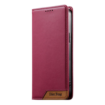 For Redmi K90 Pro Max / Poco F8 Ultra 5G Dierfeng Splicing Strong Magnetic RFID Vegan Leather Phone Case(Red)