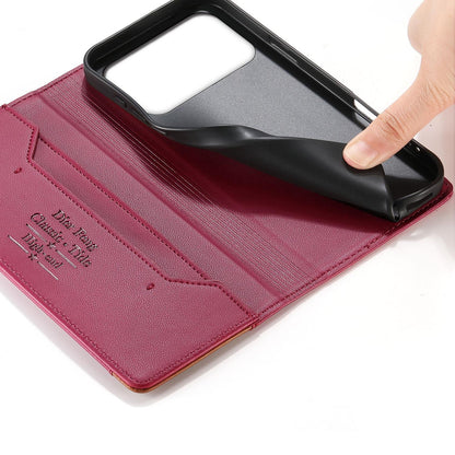 For Redmi K90 Pro Max / Poco F8 Ultra 5G Dierfeng Splicing Strong Magnetic RFID Vegan Leather Phone Case(Red)