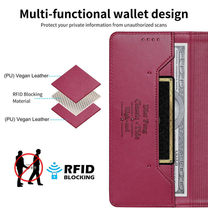 For Redmi K90 Pro Max / Poco F8 Ultra 5G Dierfeng Splicing Strong Magnetic RFID Vegan Leather Phone Case(Red)