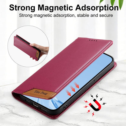For Redmi K90 Pro Max / Poco F8 Ultra 5G Dierfeng Splicing Strong Magnetic RFID Vegan Leather Phone Case(Red)