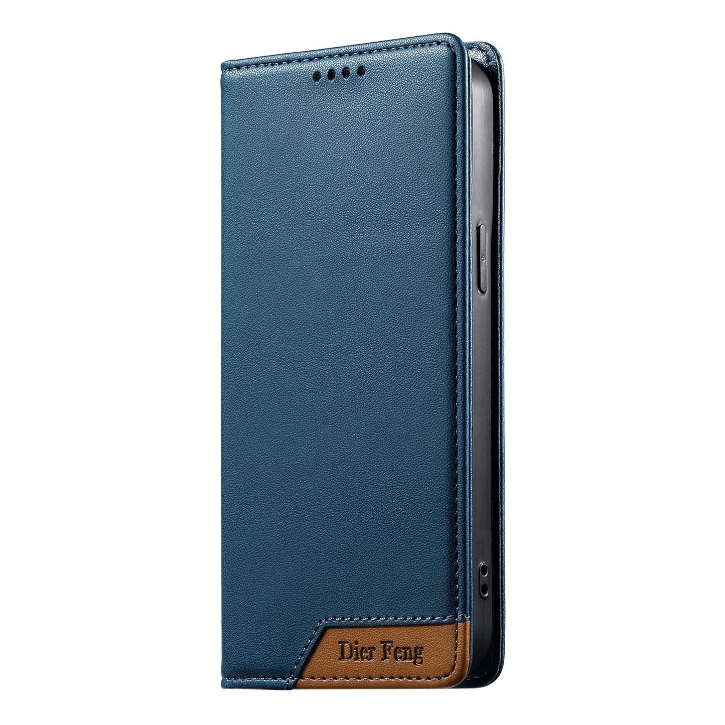 For Redmi K90 Pro Max / Poco F8 Ultra 5G Dierfeng Splicing Strong Magnetic RFID Vegan Leather Phone Case(Blue)