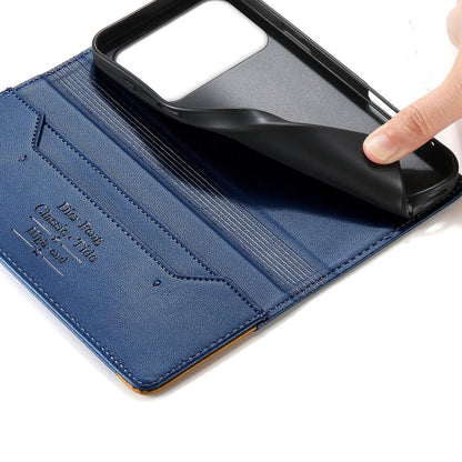 For Redmi K90 Pro Max / Poco F8 Ultra 5G Dierfeng Splicing Strong Magnetic RFID Vegan Leather Phone Case(Blue)
