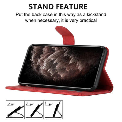 For Realme 16T 5G Cubic Skin Feel Flip Leather Phone Case - Red - EDA009133807B
