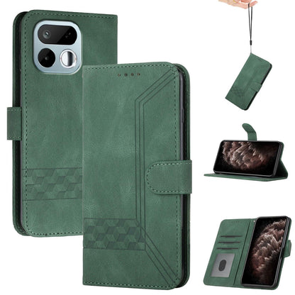 For Realme 16T 5G Cubic Skin Feel Flip Leather Phone Case - Green - EDA009133807C