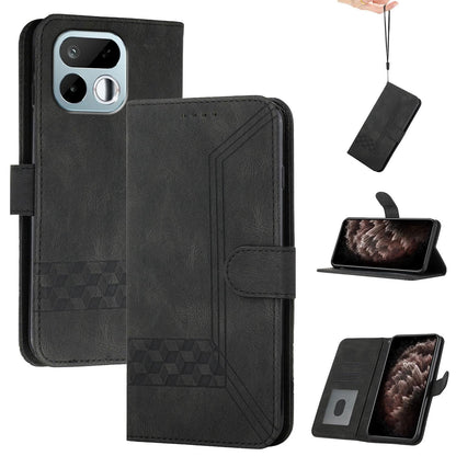 For Realme 16T 5G Cubic Skin Feel Flip Leather Phone Case - Black - EDA009133807D
