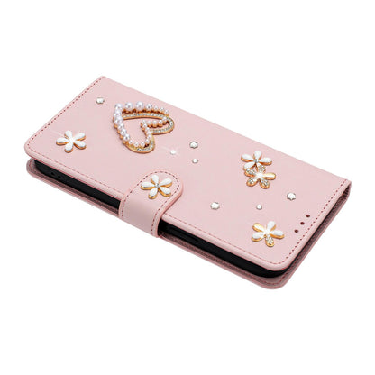 For Xiaomi Poco F8 Ultra / Redmi K90 Pro Max ZS01 Double-Layer Heart Floral Vegan Leather Phone Case with Wrist Strap(Pink)