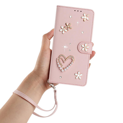 For Xiaomi Poco F8 Ultra / Redmi K90 Pro Max ZS01 Double-Layer Heart Floral Vegan Leather Phone Case with Wrist Strap(Pink)