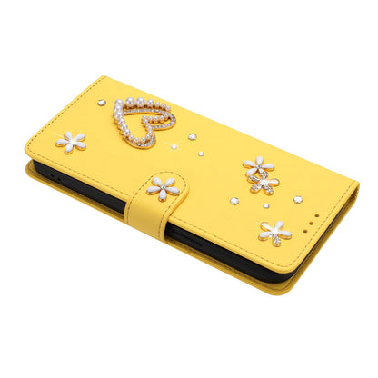 For Xiaomi Poco F8 Ultra / Redmi K90 Pro Max ZS01 Double-Layer Heart Floral Vegan Leather Phone Case with Wrist Strap(Yellow)