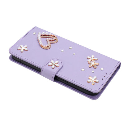 For Xiaomi Poco F8 Ultra / Redmi K90 Pro Max ZS01 Double-Layer Heart Floral Vegan Leather Phone Case with Wrist Strap(Light Purple)