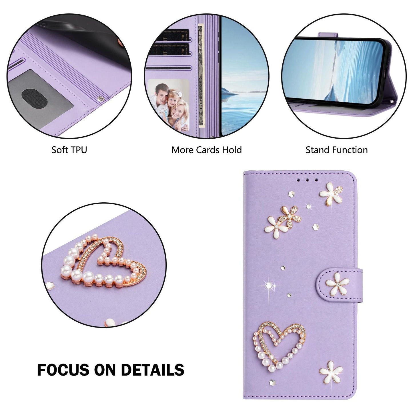 For Xiaomi Poco F8 Ultra / Redmi K90 Pro Max ZS01 Double-Layer Heart Floral Vegan Leather Phone Case with Wrist Strap(Light Purple)
