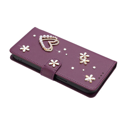 For Xiaomi Poco F8 Ultra / Redmi K90 Pro Max ZS01 Double-Layer Heart Floral Vegan Leather Phone Case with Wrist Strap(Violet)