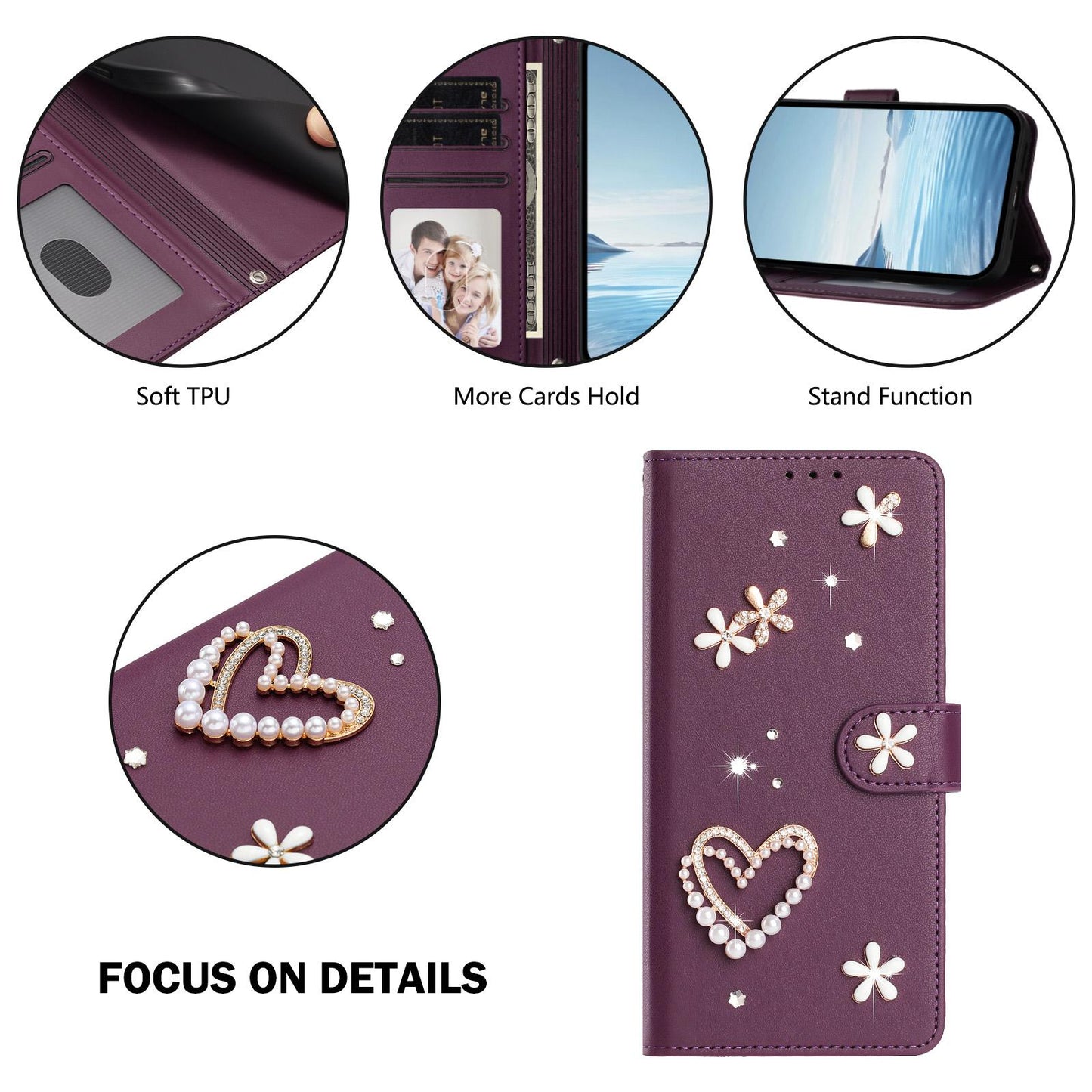 For Xiaomi Poco F8 Ultra / Redmi K90 Pro Max ZS01 Double-Layer Heart Floral Vegan Leather Phone Case with Wrist Strap(Violet)