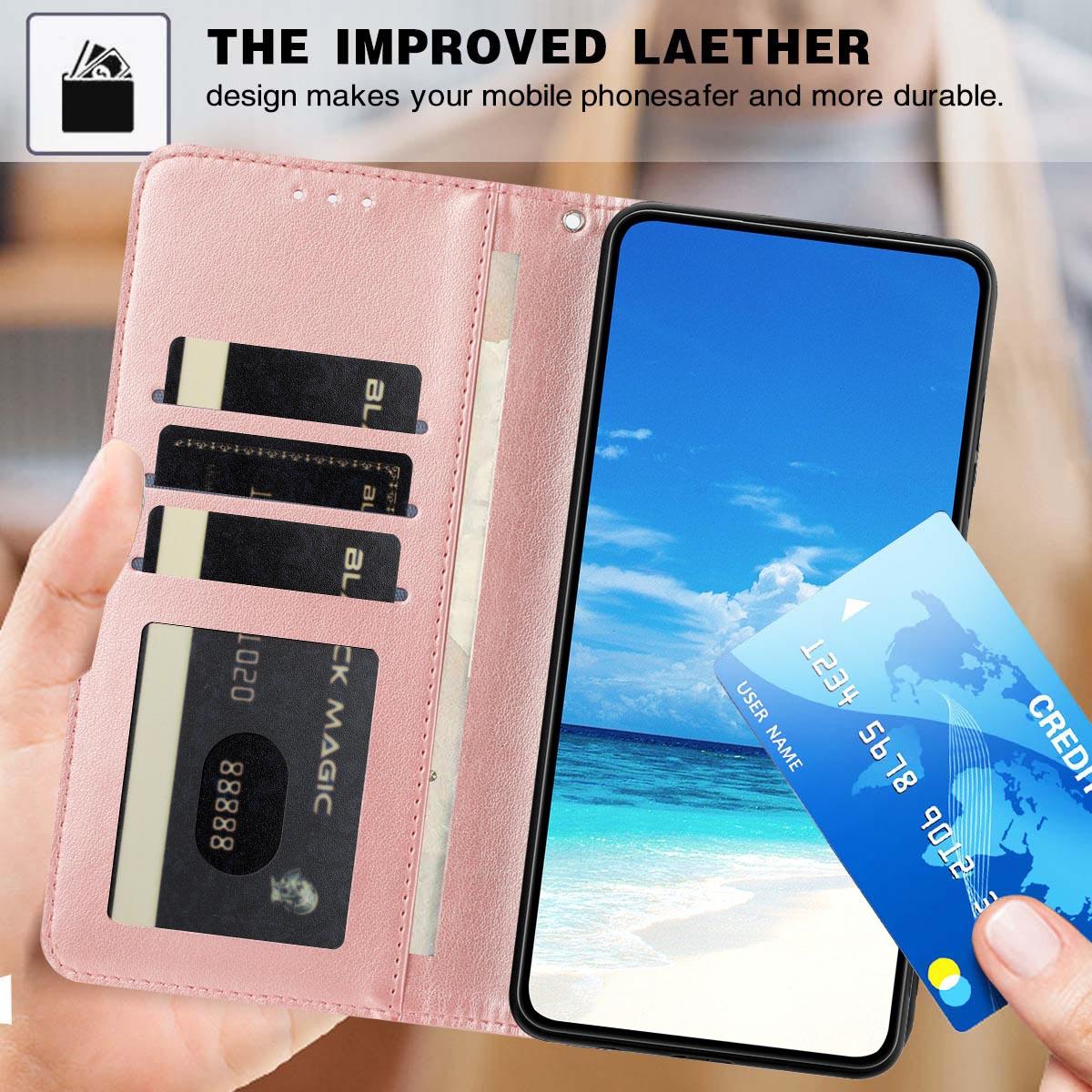 For iPhone 18 Pro Max Sunflower Embossed Vegan Leather Phone Case with Small Black Rope - Rose Gold - EDA009154125A