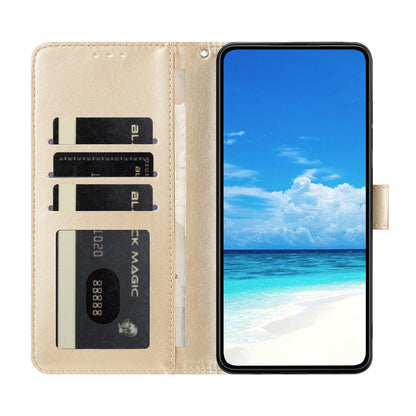 For iPhone 18 Pro Max Sunflower Embossed Vegan Leather Phone Case with Small Black Rope - Gold - EDA009154125B
