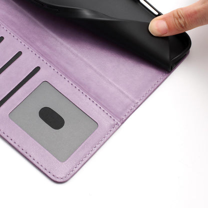 For iPhone 18 Pro Max Sunflower Embossed Vegan Leather Phone Case with Small Black Rope - Purple - EDA009154125C