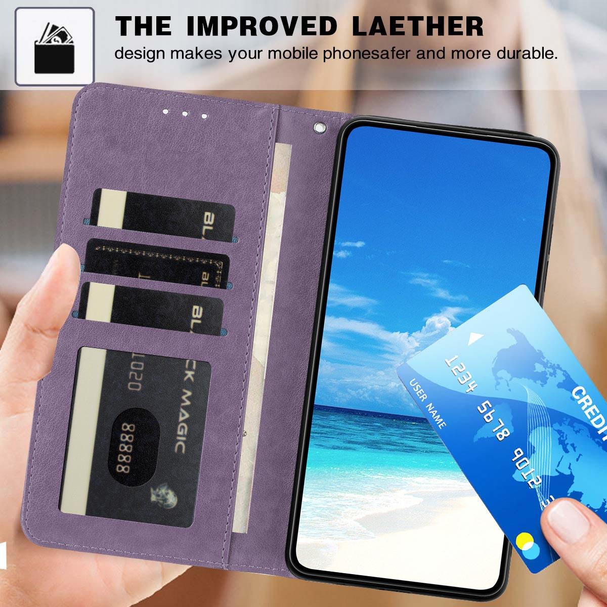 For iPhone 18 Pro Max Sunflower Embossed Vegan Leather Phone Case with Small Black Rope - Purple - EDA009154125C