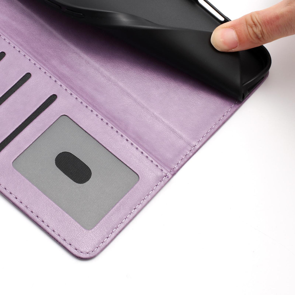 For iPhone 18 Pro Sunflower Embossed Vegan Leather Phone Case with Small Black Rope - Purple - EDA009154126C
