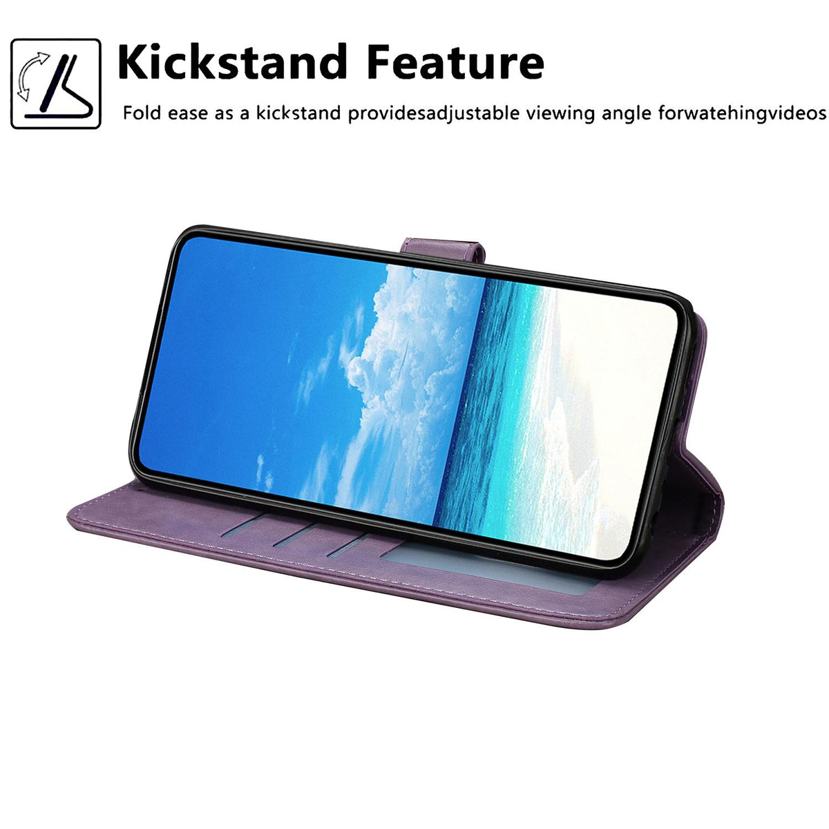 For iPhone 18 Pro Sunflower Embossed Vegan Leather Phone Case with Small Black Rope - Purple - EDA009154126C
