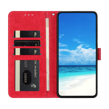 For iPhone 18 Pro Sunflower Embossed Vegan Leather Phone Case with Small Black Rope - Red - EDA009154126F