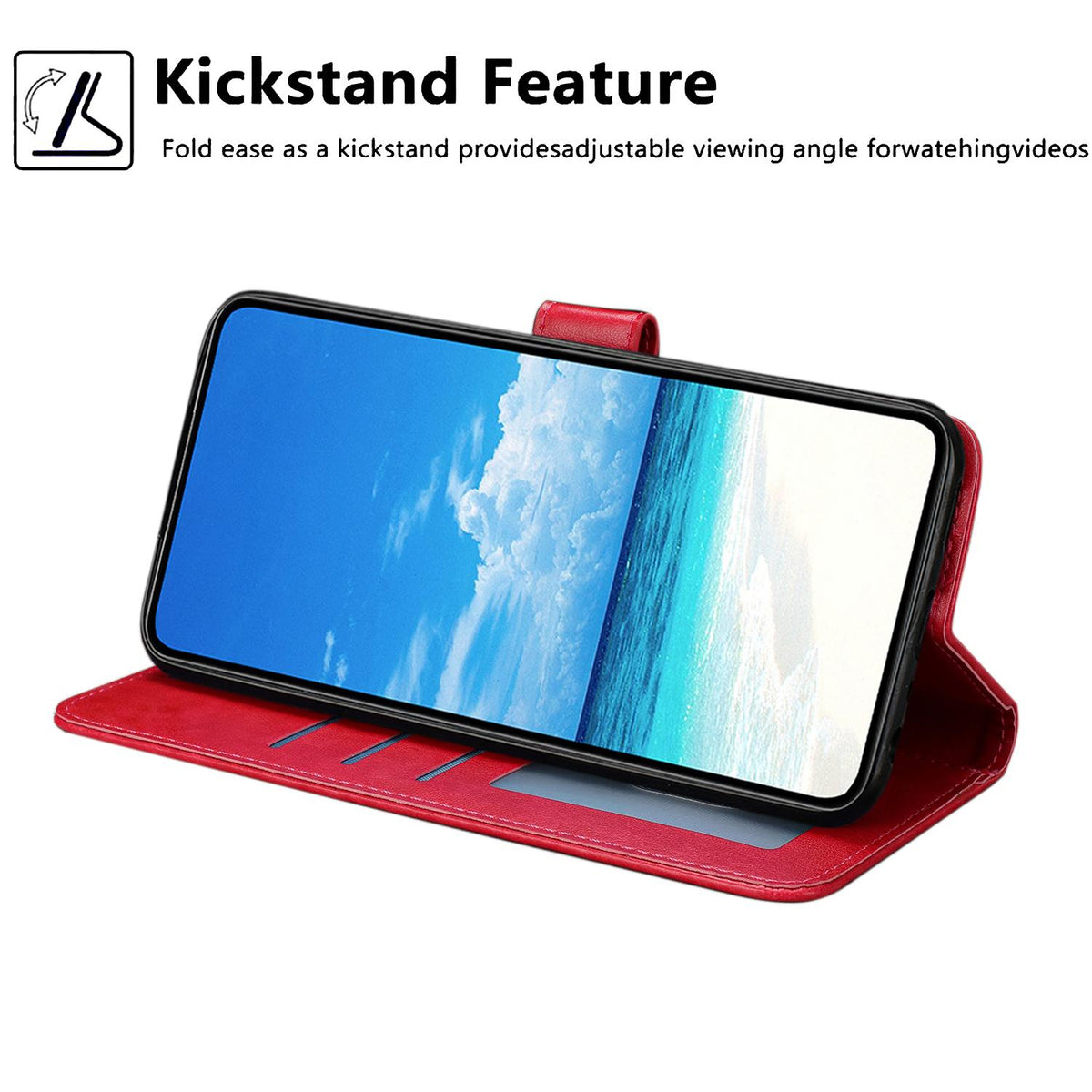 For iPhone 18 Pro Sunflower Embossed Vegan Leather Phone Case with Small Black Rope - Red - EDA009154126F