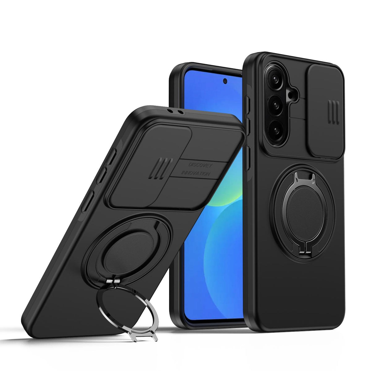 For Galaxy S25 FE 5G Camera Sliding Shield Magnetic Rotation Holder Phone Case - Black - EDA009158610A