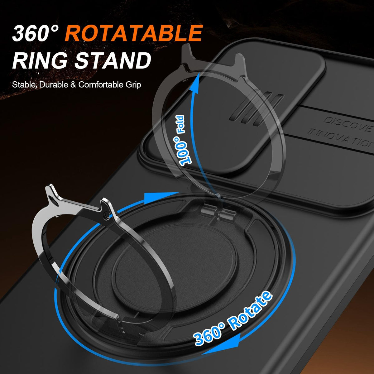 For Galaxy S25 FE 5G Camera Sliding Shield Magnetic Rotation Holder Phone Case - Black - EDA009158610A