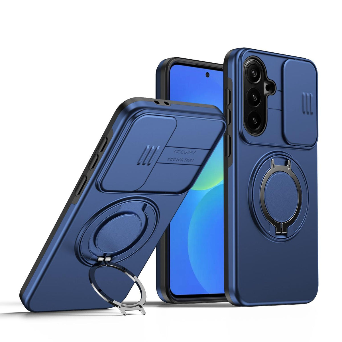 For Galaxy S25 FE 5G Camera Sliding Shield Magnetic Rotation Holder Phone Case - Blue - EDA009158610B
