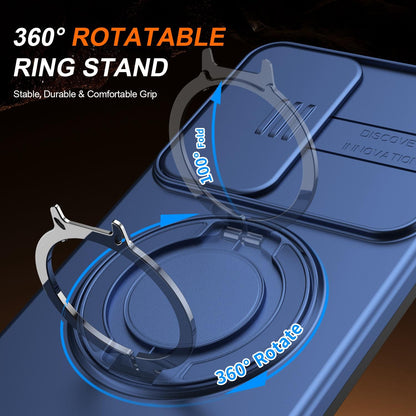 For Galaxy S25 FE 5G Camera Sliding Shield Magnetic Rotation Holder Phone Case - Blue - EDA009158610B