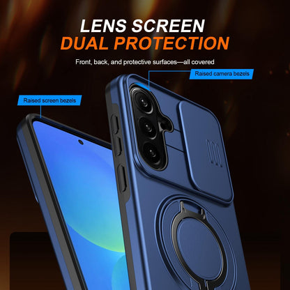 For Galaxy S25 FE 5G Camera Sliding Shield Magnetic Rotation Holder Phone Case - Blue - EDA009158610B