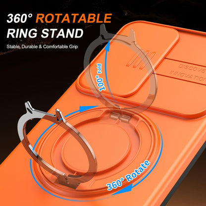 For Galaxy S25 FE 5G Camera Sliding Shield Magnetic Rotation Holder Phone Case - Orange - EDA009158610C
