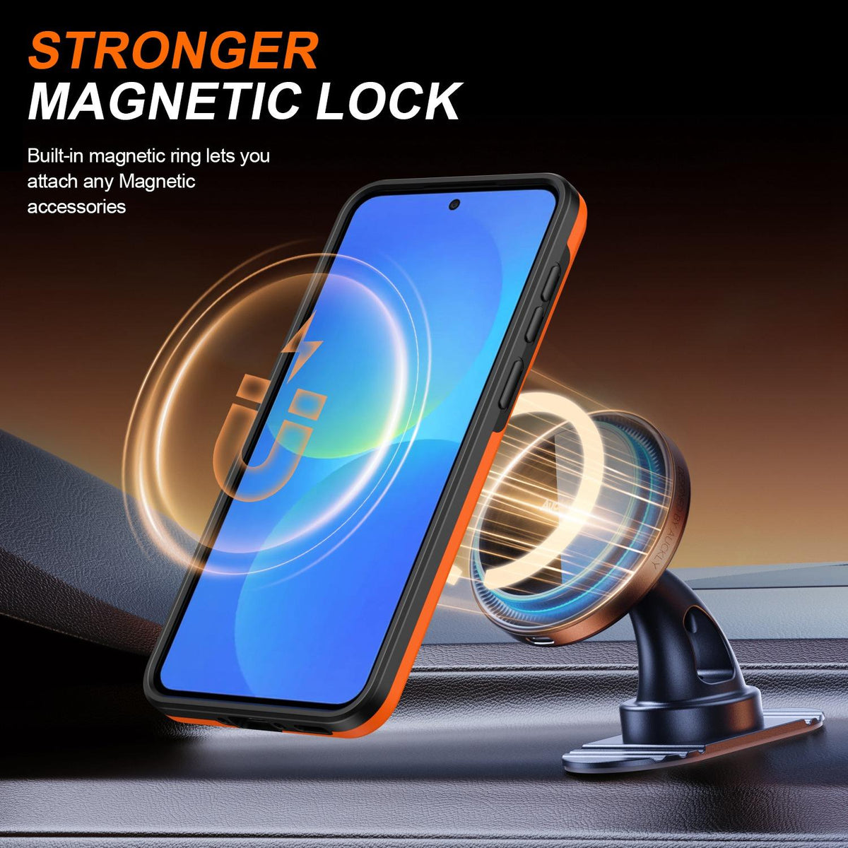 For Galaxy S25 FE 5G Camera Sliding Shield Magnetic Rotation Holder Phone Case - Orange - EDA009158610C