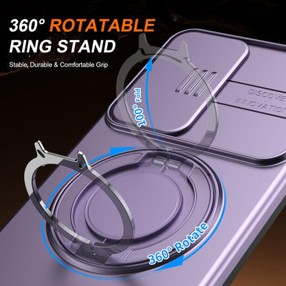 For Galaxy S25 FE 5G Camera Sliding Shield Magnetic Rotation Holder Phone Case - Purple - EDA009158610D