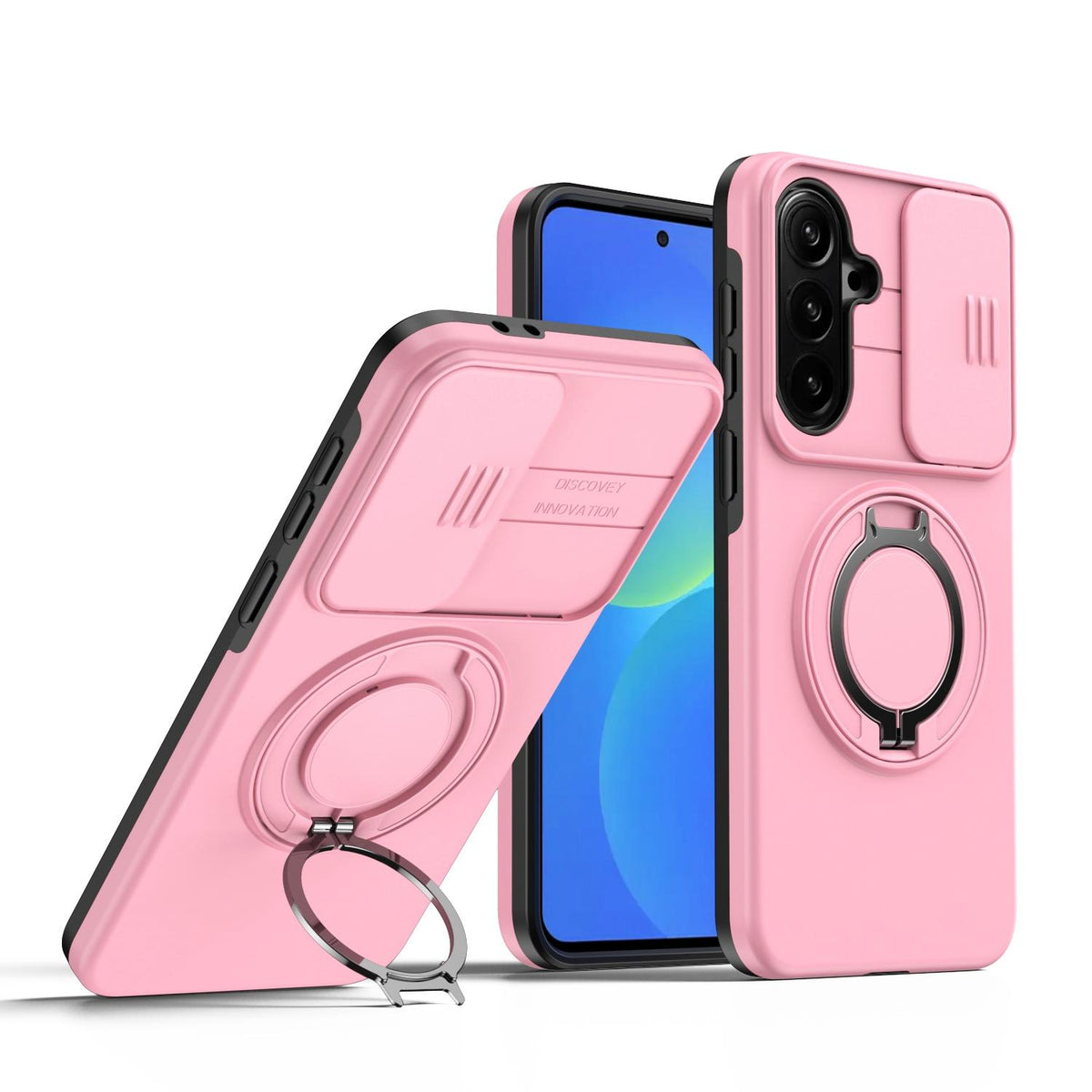 For Galaxy S25 FE 5G Camera Sliding Shield Magnetic Rotation Holder Phone Case - Pink - EDA009158610E