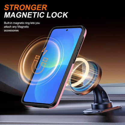 For Galaxy S25 FE 5G Camera Sliding Shield Magnetic Rotation Holder Phone Case - Pink - EDA009158610E
