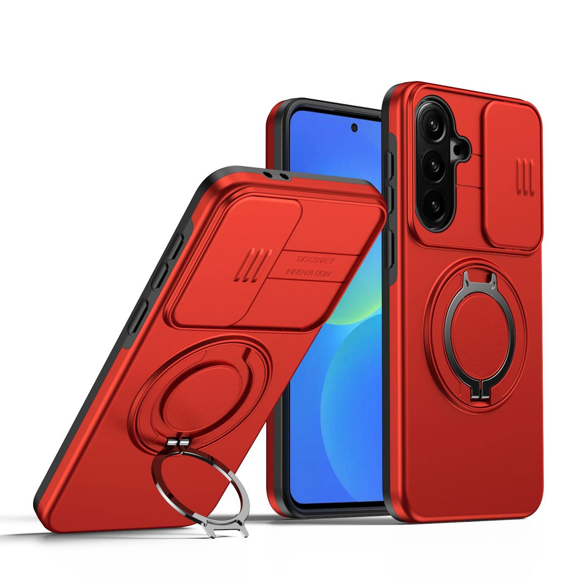 For Galaxy S25 FE 5G Camera Sliding Shield Magnetic Rotation Holder Phone Case - Red - EDA009158610F
