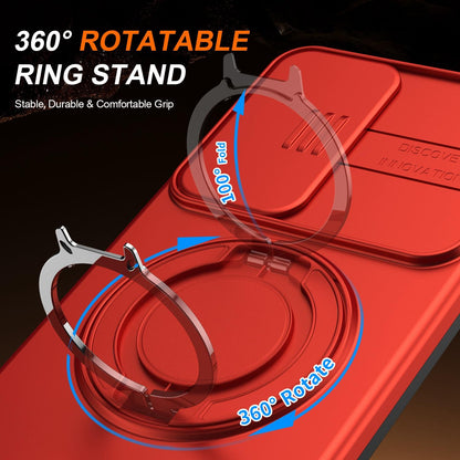 For Galaxy S25 FE 5G Camera Sliding Shield Magnetic Rotation Holder Phone Case - Red - EDA009158610F