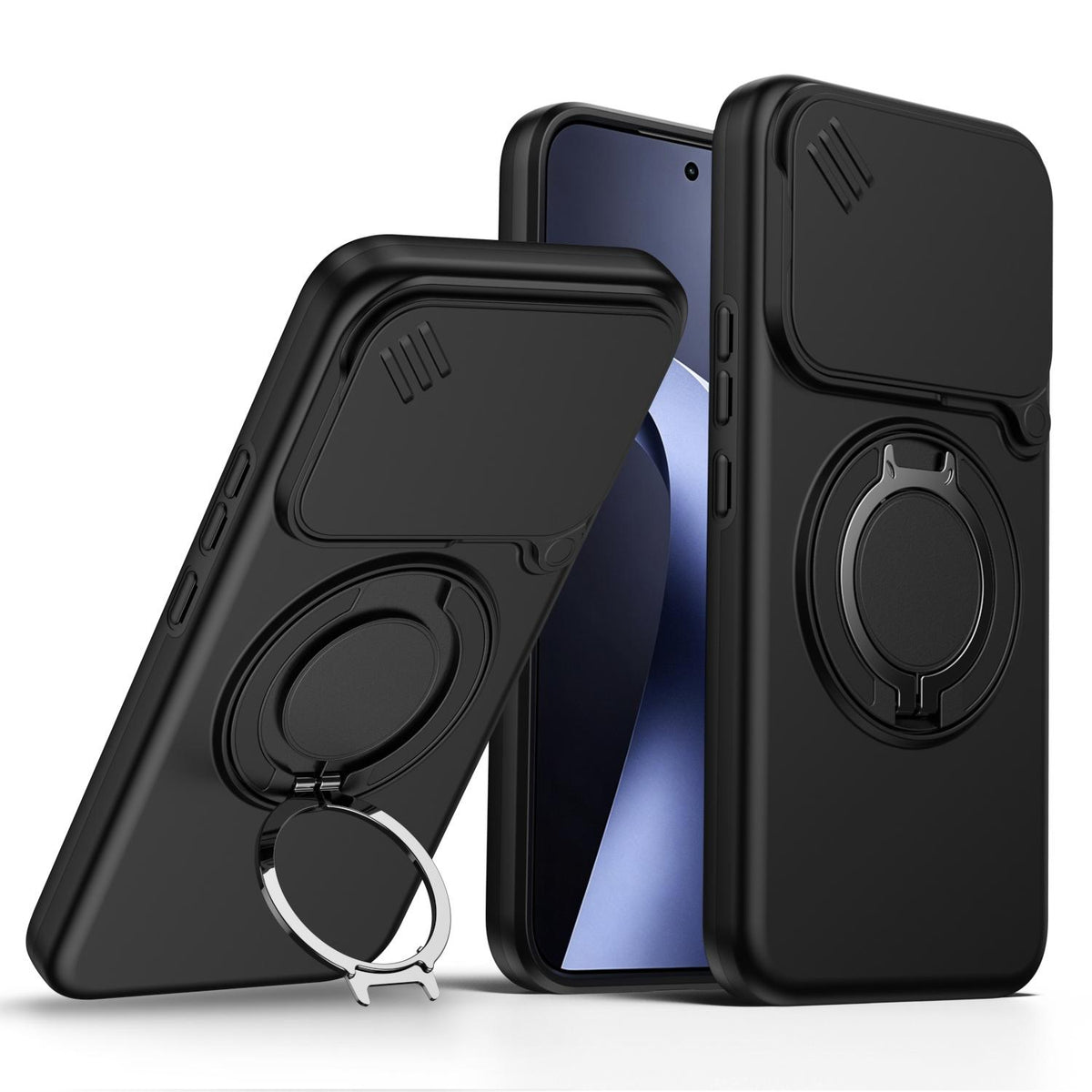 For Xiaomi 17T Pro 5G Camera Sliding Shield Magnetic Rotation Holder Phone Case - Black - EDA009159403A