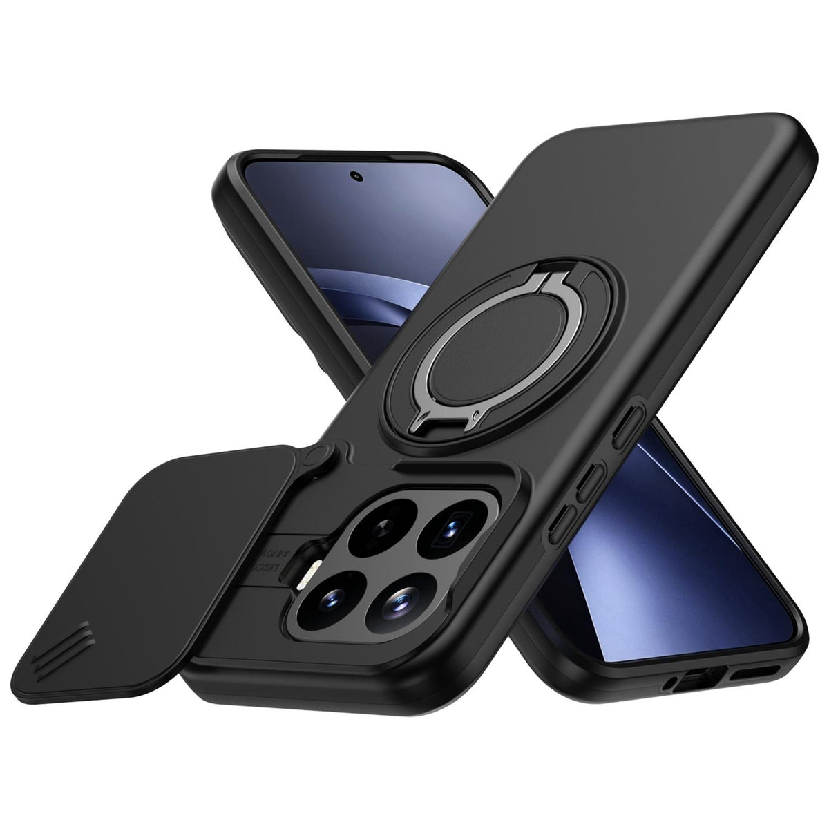 For Xiaomi 17T Pro 5G Camera Sliding Shield Magnetic Rotation Holder Phone Case - Black - EDA009159403A