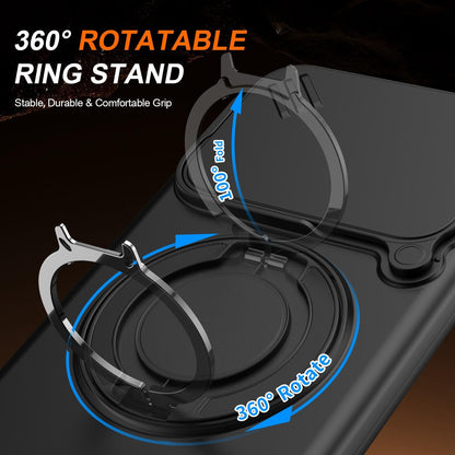 For Xiaomi 17T Pro 5G Camera Sliding Shield Magnetic Rotation Holder Phone Case - Black - EDA009159403A