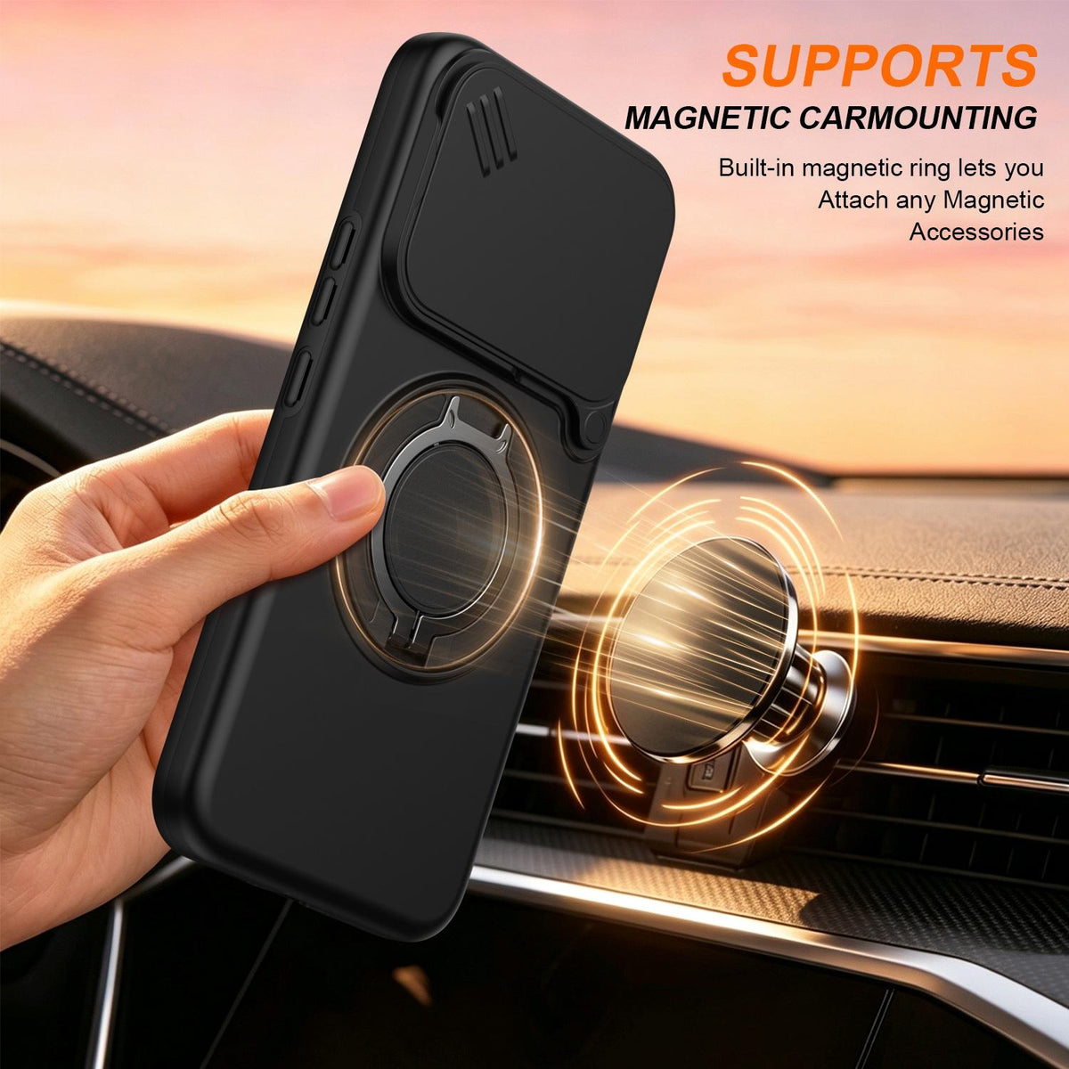 For Xiaomi 17T Pro 5G Camera Sliding Shield Magnetic Rotation Holder Phone Case - Black - EDA009159403A