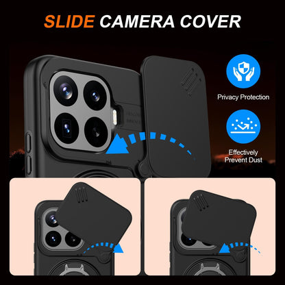 For Xiaomi 17T Pro 5G Camera Sliding Shield Magnetic Rotation Holder Phone Case - Black - EDA009159403A
