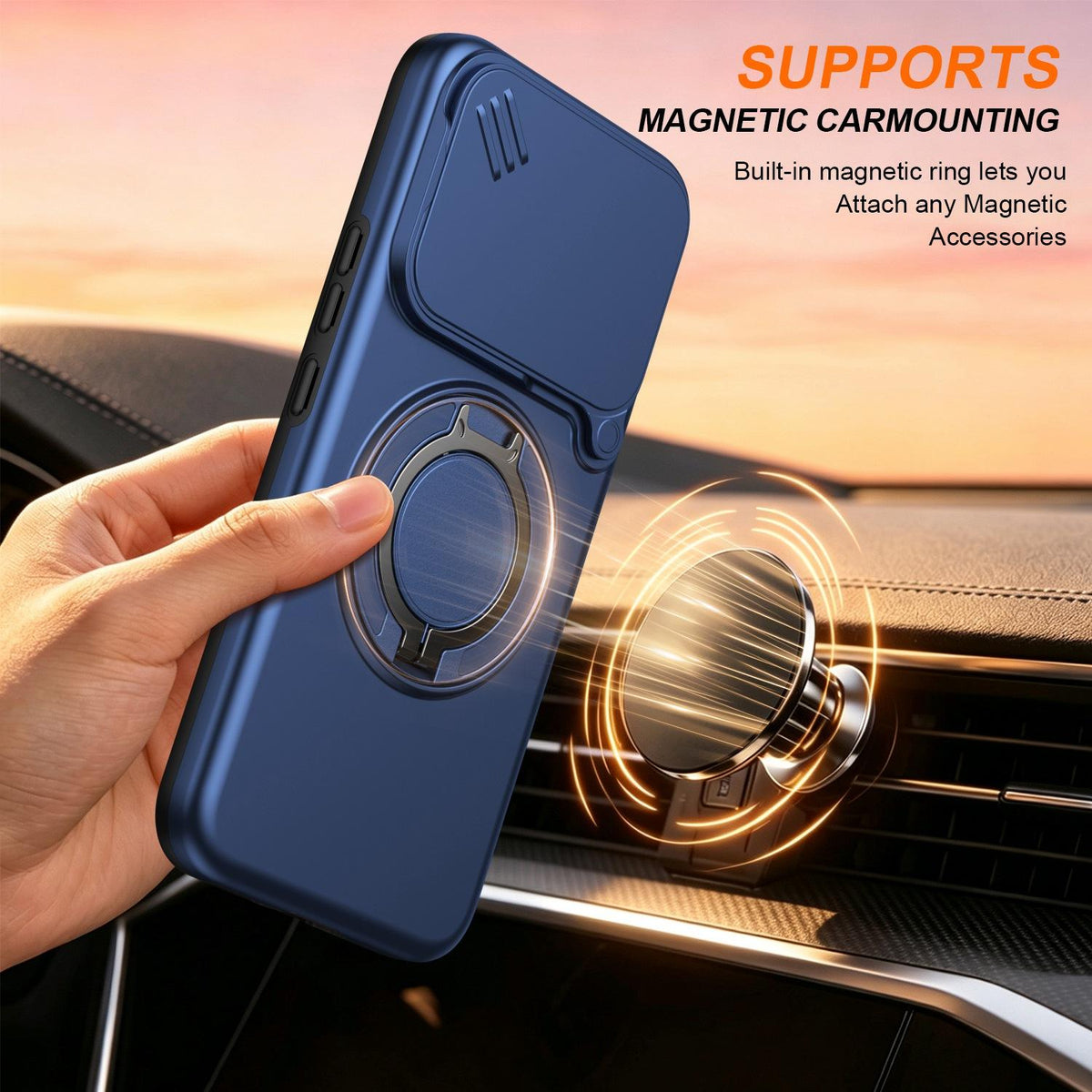 For Xiaomi 17T Pro 5G Camera Sliding Shield Magnetic Rotation Holder Phone Case - Blue - EDA009159403B