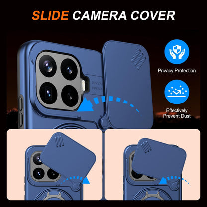 For Xiaomi 17T Pro 5G Camera Sliding Shield Magnetic Rotation Holder Phone Case - Blue - EDA009159403B
