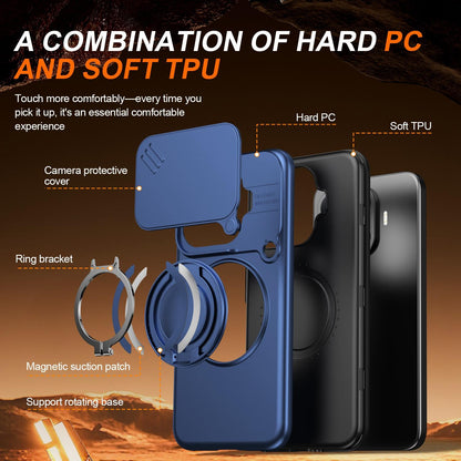 For Xiaomi 17T Pro 5G Camera Sliding Shield Magnetic Rotation Holder Phone Case - Blue - EDA009159403B