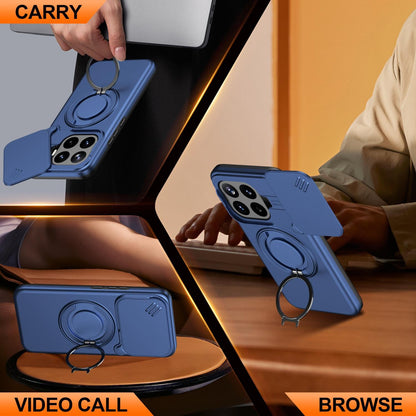 For Xiaomi 17T Pro 5G Camera Sliding Shield Magnetic Rotation Holder Phone Case - Blue - EDA009159403B
