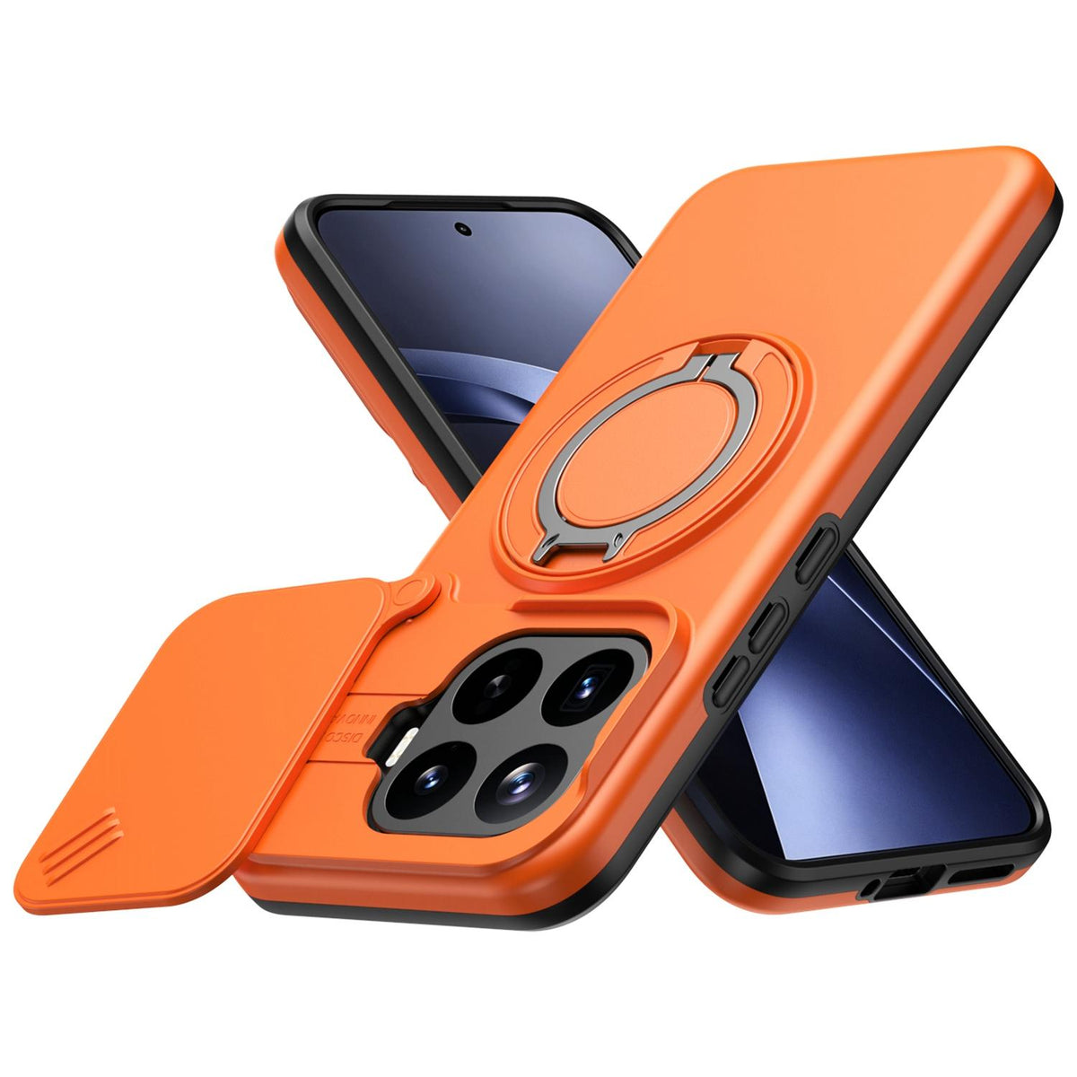 For Xiaomi 17T Pro 5G Camera Sliding Shield Magnetic Rotation Holder Phone Case - Orange - EDA009159403C