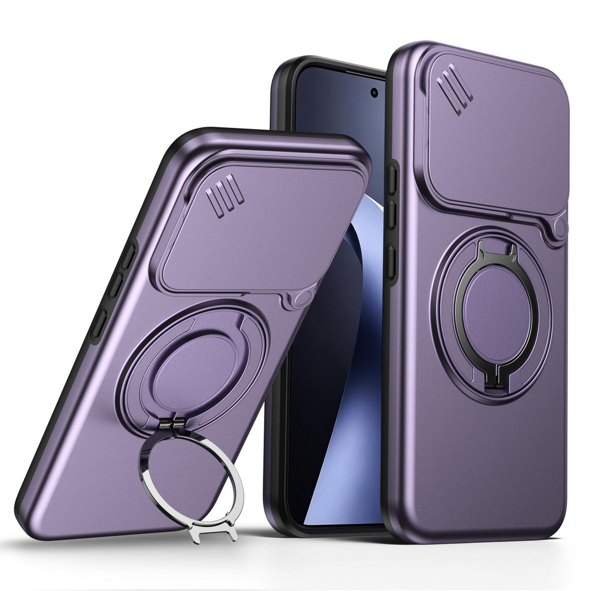 For Xiaomi 17T Pro 5G Camera Sliding Shield Magnetic Rotation Holder Phone Case - Purple - EDA009159403D