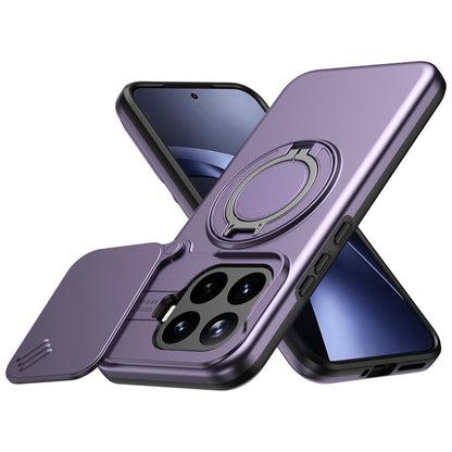 For Xiaomi 17T Pro 5G Camera Sliding Shield Magnetic Rotation Holder Phone Case - Purple - EDA009159403D