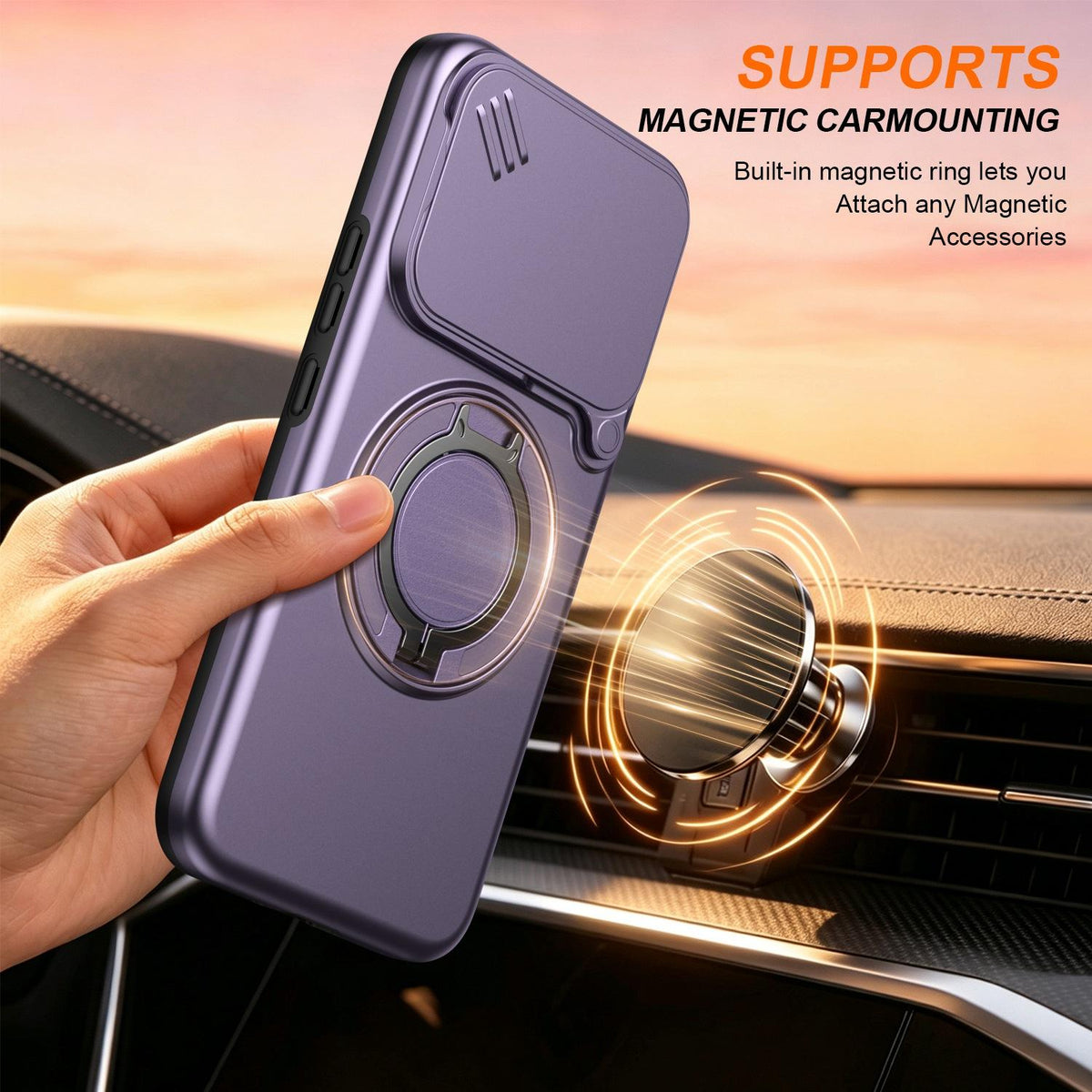 For Xiaomi 17T Pro 5G Camera Sliding Shield Magnetic Rotation Holder Phone Case - Purple - EDA009159403D